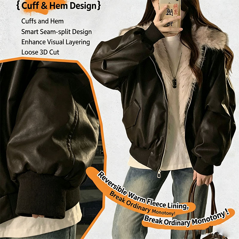Women'S Fashion Bomber Jacket - 겨울용 두꺼운 따뜻한 플리스 후드 재킷