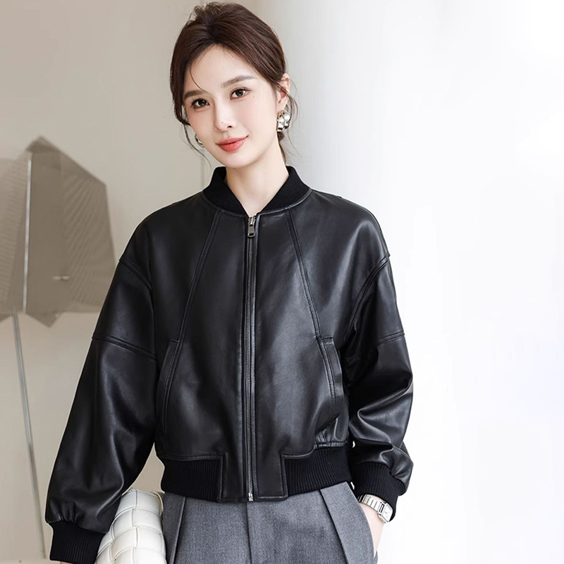 Women'S Fashion Bomber Jacket - 미국 레트로 스타일 인조 가죽 재킷