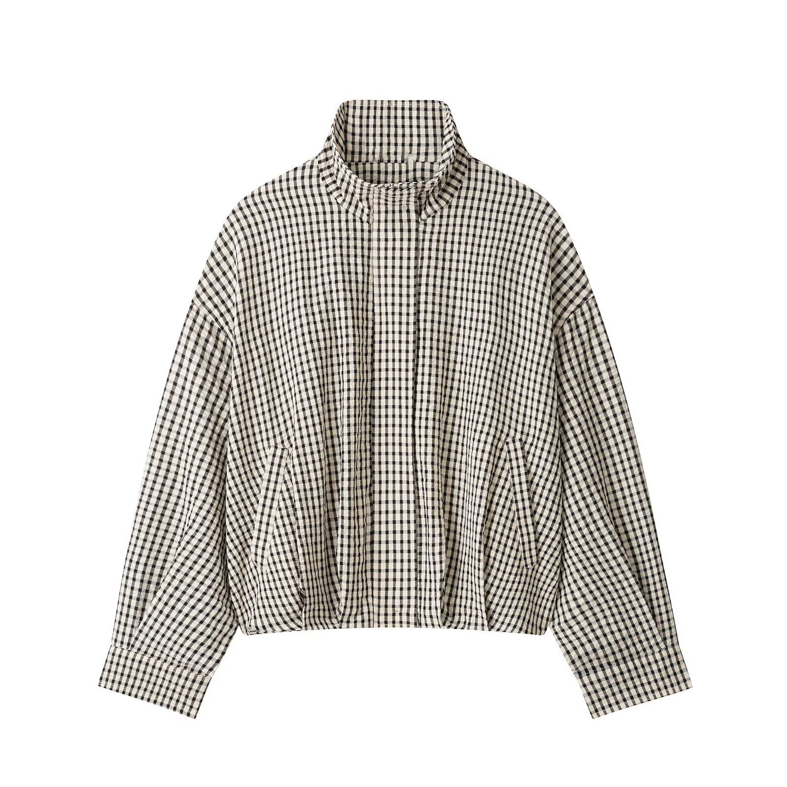 Women'S Fashion Bomber Jacket - Fanan 2026 여름 여성 패션 격자
