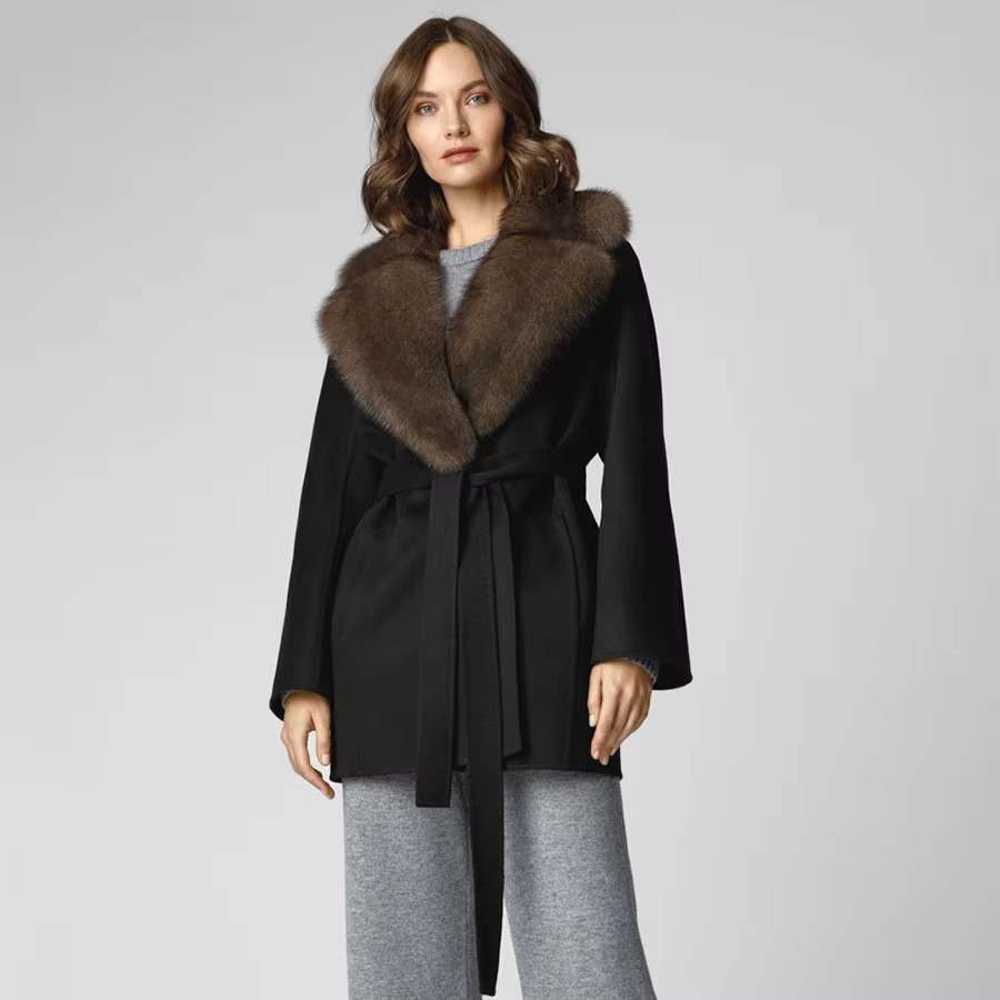 Women'S Fashion Bomber Jacket - 내추럴 섹션 폭스 퍼 코트, 턴다운