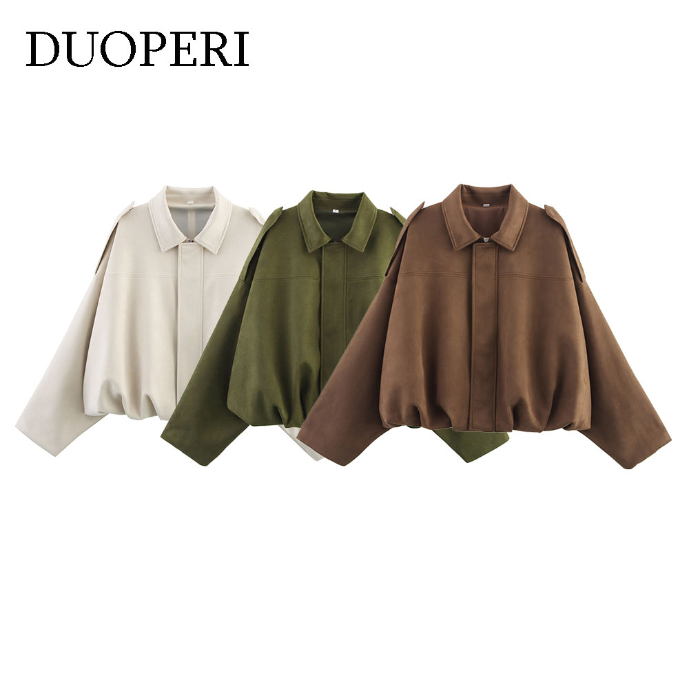 Women'S Fashion Bomber Jacket - DUOPERI 여성 패션 솔리드 프론트 지퍼