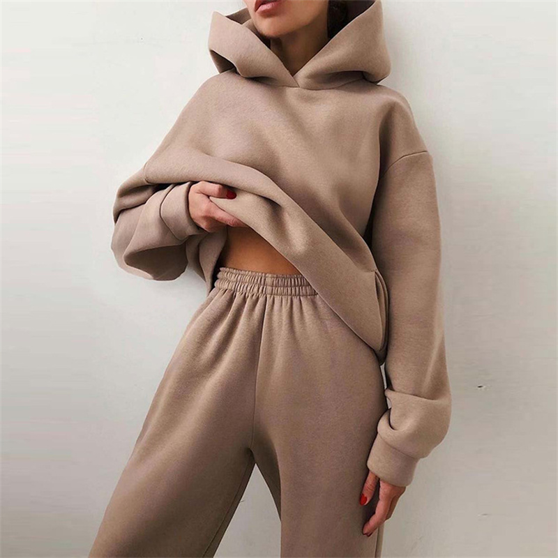 Hoodie Women Oversized - 여성용 대형 운동복 세트 따뜻한 가을