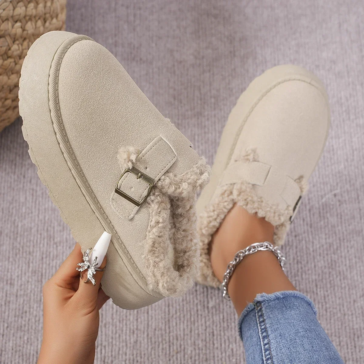 Women'S Fashion Ugg Boots - 여성용 봉제 인형 신발, 레트로 콩