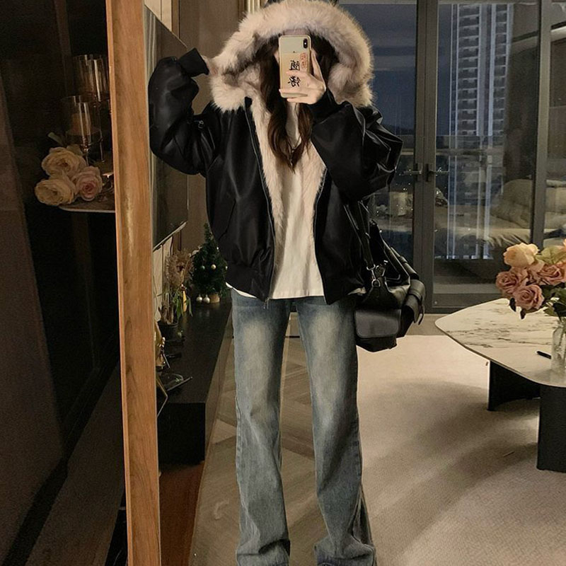 겨울용 두꺼운 따뜻한 플리스 후드 재킷 여성용 한국 패 - Women'S Fashion Bomber Jacket 리뷰 및 가격