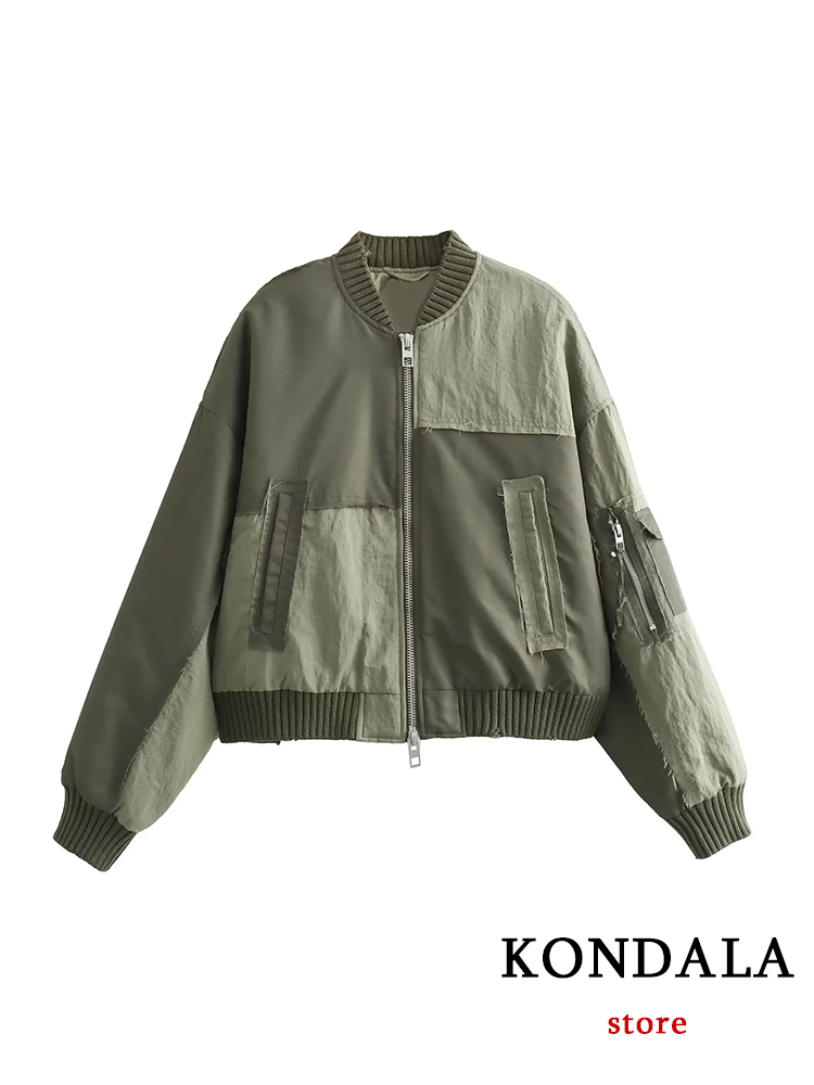   스트리트웨어 아미그린 봄버 재킷 여성 패치워크 지퍼 - Women'S Fashion Bomber Jacket 리뷰 및 가격