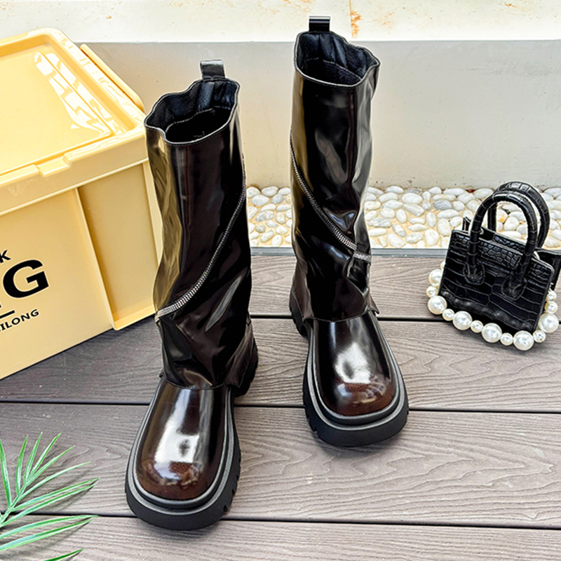 패션 플랫폼 가죽 신발 겨울 펑크 하이 첼시 부츠 디자 - Women'S Fashion Boots 2025 리뷰 및 가격