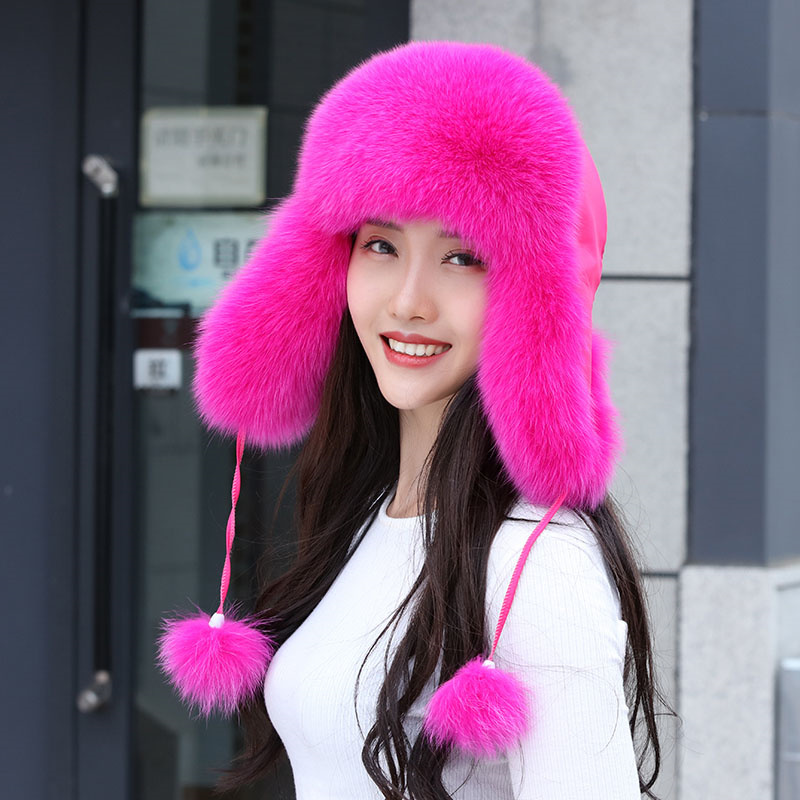 100% 리얼 폭스 모피 모자 여성용 러시아 우샨카 에 - Women'S Fashion Bomber Jacket 리뷰 및 가격