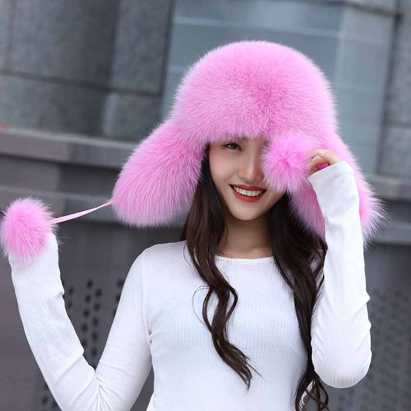 100% 리얼 폭스 모피 모자 여성용 러시아 우샨카 에 - Women'S Fashion Bomber Jacket 리뷰 및 가격