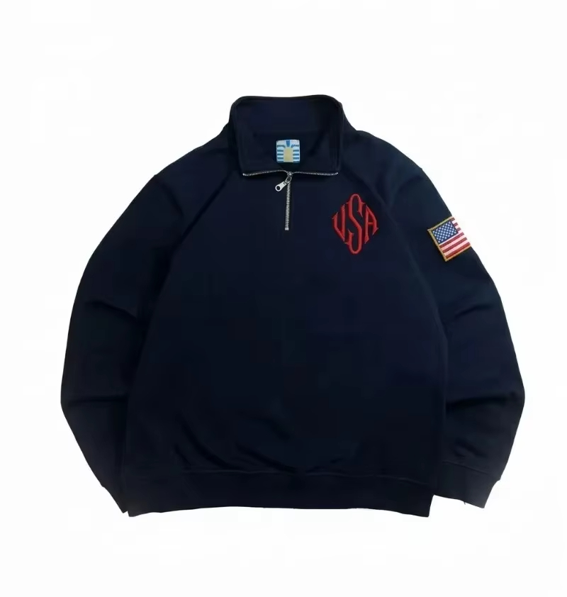 Y2K 네이비 블루 쿼터 지퍼 스웨트셔츠 미국 국기 자 - Women'S Fashion Quarter Zip 리뷰 및 가격