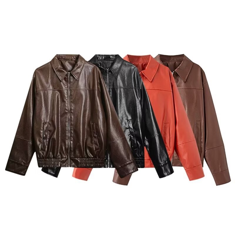 빈티지 PU 가죽 봄버 재킷 가을 신상 여성용 지퍼 라 - Women'S Fashion Bomber Jacket 리뷰 및 가격