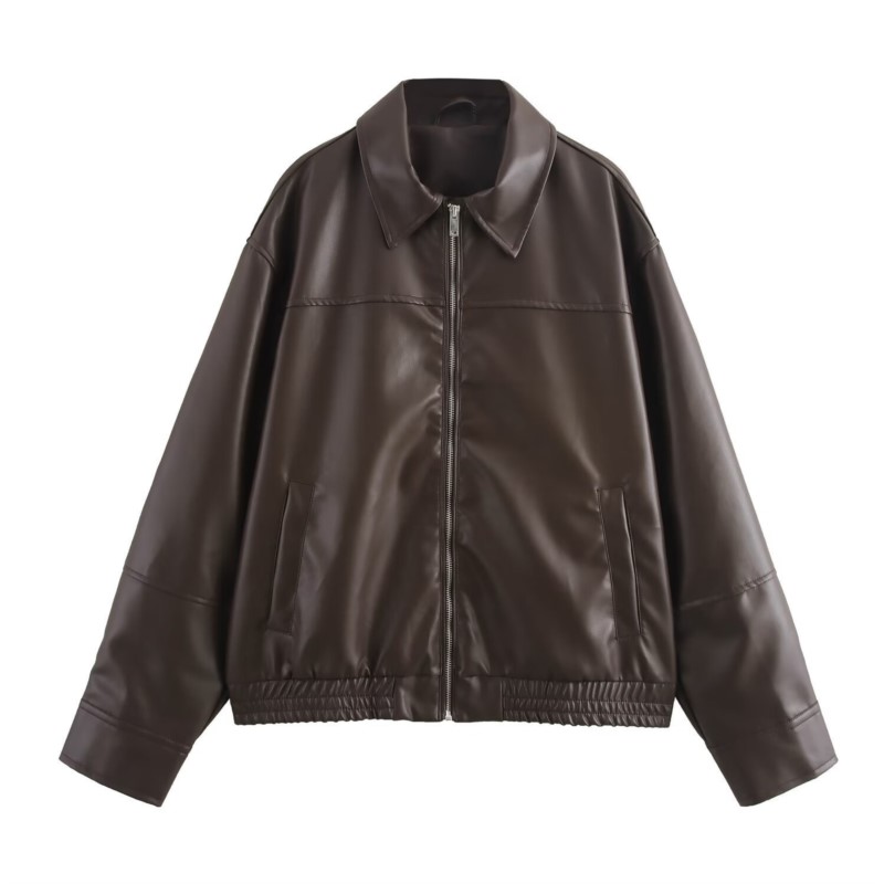 빈티지 PU 가죽 봄버 재킷 가을 신상 여성용 지퍼 라 - Women'S Fashion Bomber Jacket 리뷰 및 가격