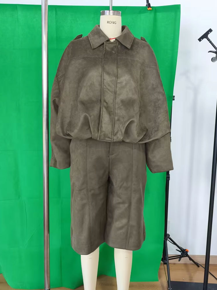 여성 스트릿 패션 스웨이드 질감 반바지 세트 지퍼 솔리 - Women'S Fashion Bomber Jacket 리뷰 및 가격