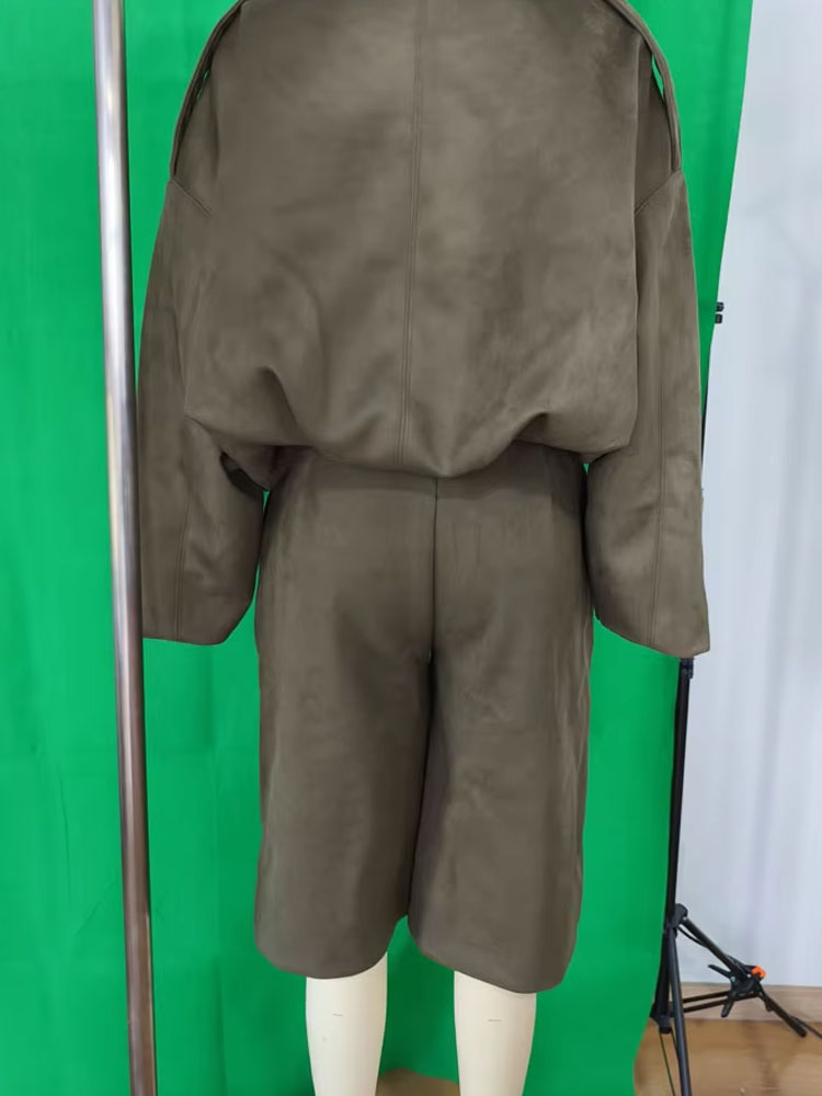 여성 스트릿 패션 스웨이드 질감 반바지 세트 지퍼 솔리 - Women'S Fashion Bomber Jacket 리뷰 및 가격