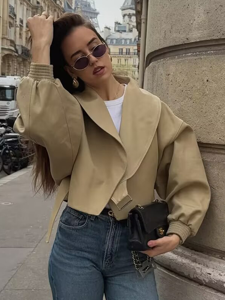 TFMLN 여성용 우아한 라펠 봄버 재킷 봄 가을 긴팔 - Women'S Fashion Bomber Jacket 리뷰 및 가격