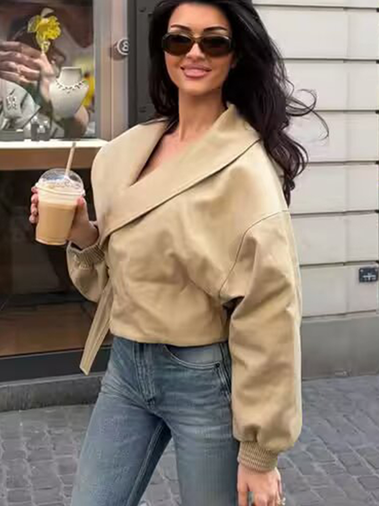 TFMLN 여성용 우아한 라펠 봄버 재킷 봄 가을 긴팔 - Women'S Fashion Bomber Jacket 리뷰 및 가격