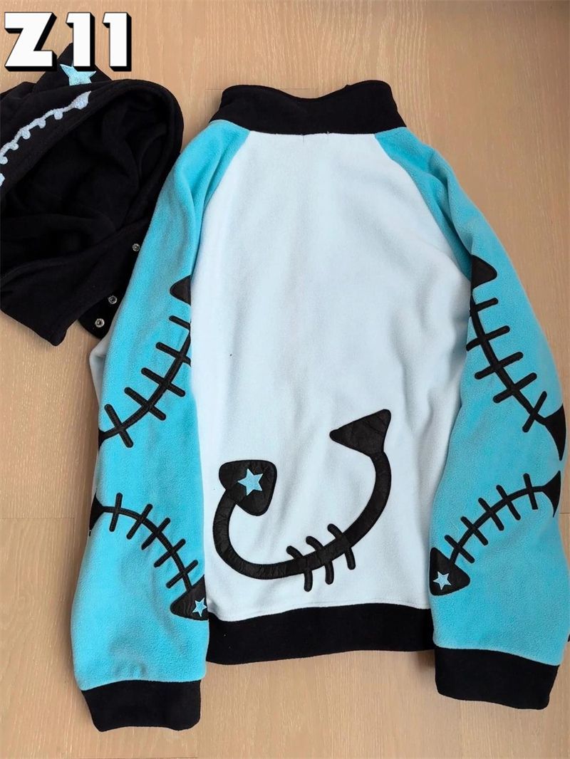 고딕 스타일의 대비되는 색상, 물고기 뼈 모양 패턴,  - Hoodie Women Oversized 리뷰 및 가격