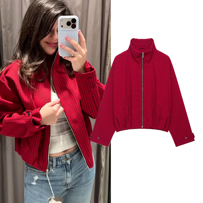 가을 패션 체크 무늬 봄버 재킷 여성용 재킷 크롭 오버 - Women'S Fashion Bomber Jacket 리뷰 및 가격