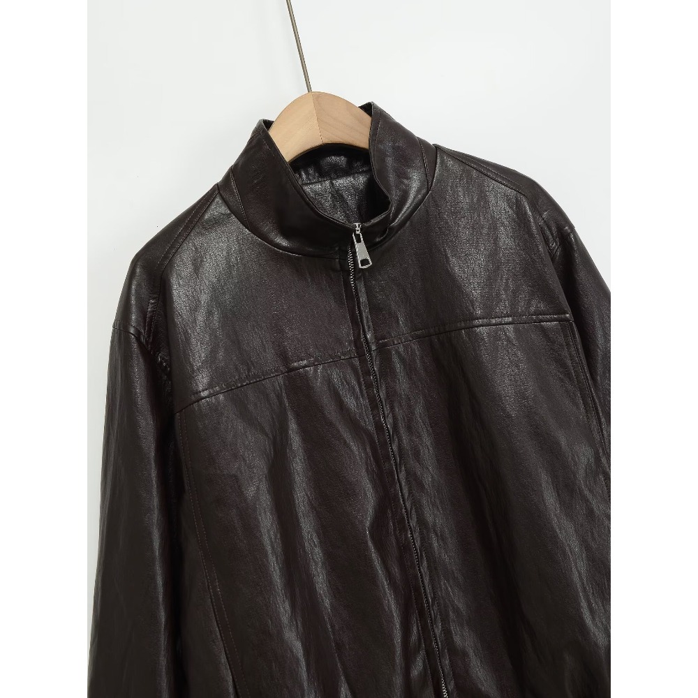 여성을 위한 우아한 패션 크롭 인조 가죽 봄버 재킷,  - Women'S Fashion Bomber Jacket 리뷰 및 가격