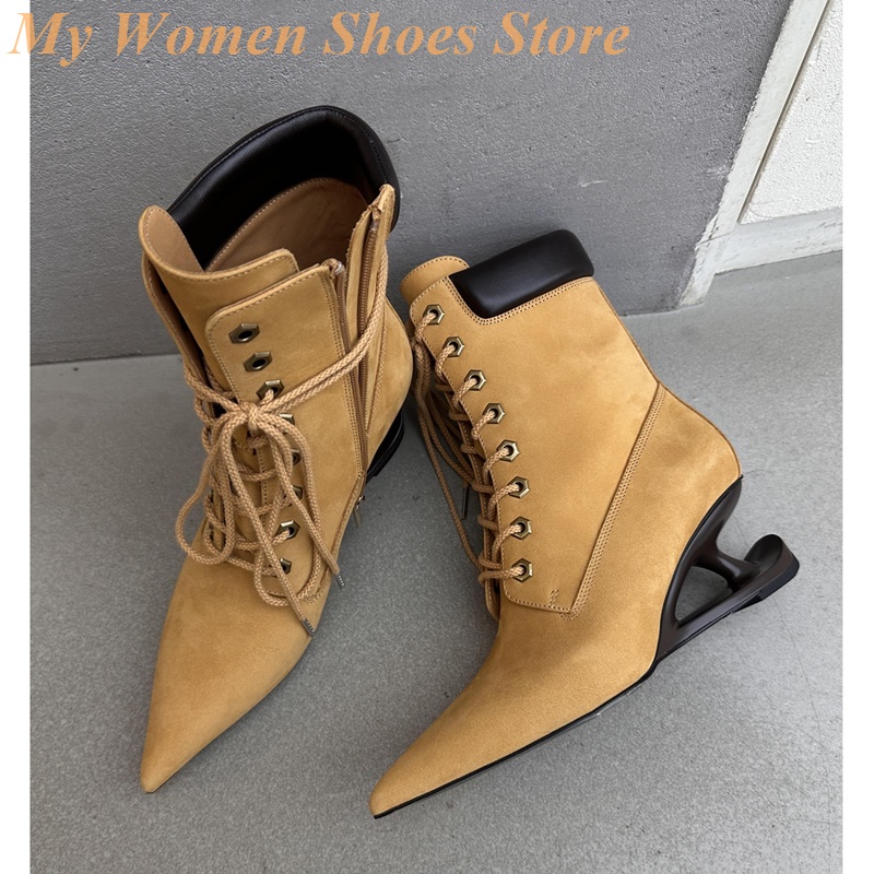 뾰족한 앞코 독특한 스타일 힐 부티 레이스업 지퍼 브라 - Fashion Women Picture 리뷰 및 가격