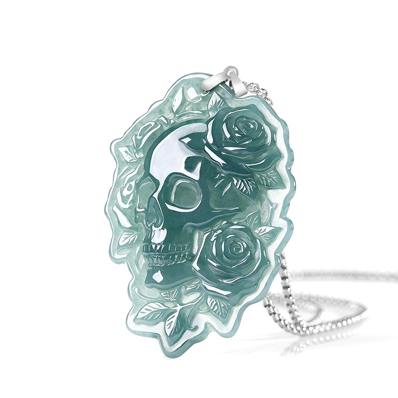 천연 버마산 비취 두개골 펜던트 목걸이 패션 빈티지 9 - Women Fashion Designers 리뷰 및 가격